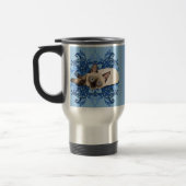 Elegant Blue Floral Siamese Katze Hübsch Feline Reisebecher (Links)