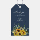 Elegant Blue Floral Sunflowers Hochzeit Geschenkanhänger (Vorderseite)
