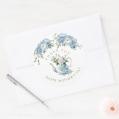 Elegant Blue Floral Tea Party Thank You  Runder Aufkleber (Umschlag)