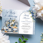Elegant Blue Floral Tea Set Babydusche Tee Einladung