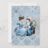 Elegant Blue Floral Tea Set Babydusche Tee Einladung (Rückseite)