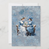 Elegant Blue Floral Tea Set Tea Tea Dusche Einladung (Rückseite)