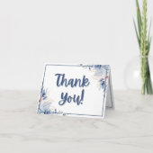 Elegant Blue Floral Thank You Card Dankeskarte (Vorderseite)