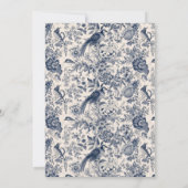 Elegant Blue Floral Toile Fleurie Bridal Brunch Einladung (Rückseite)