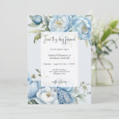 Elegant Blue Floral Two Sided Wedding Invitation Einladung (Stehend Vorderseite)