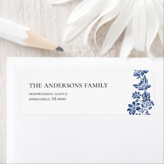 Elegant Blue Floral Vintage Wedding Address