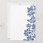 Elegant Blue Floral Vintage Wedding Einladung (Rückseite)