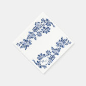Elegant Blue Floral Vintage Wedding  Serviette (Ecke)
