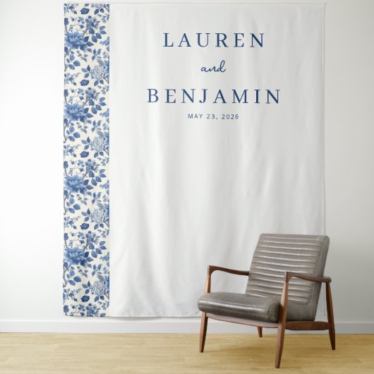 Elegant Blue Floral Wandteppich (Beispiel)