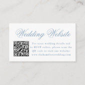 Elegant Blue Floral Wappen Wedding Website QR Code Begleitkarte (Vorderseite)
