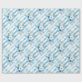 Elegant Blue Floral Watercolor Pattern Geschenkpapier (Flach)