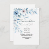 Elegant Blue Floral Wedding Accommodation Begleitkarte (Vorne/Hinten)