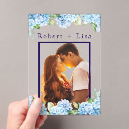 Elegant Blue Floral Wedding  Acryleinladungen