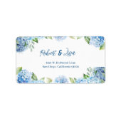 Elegant Blue Floral Wedding  Adressaufkleber (Vorne)