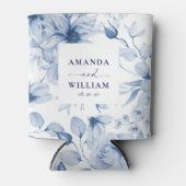 Elegant Blue Floral Wedding Can Cooler Dosenkühler (Vorderseite)
