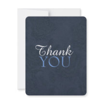 Elegant Blue Floral WEDDING DANK YOU CARD