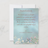 Elegant Blue Floral Wedding Danke Card (Vorderseite)