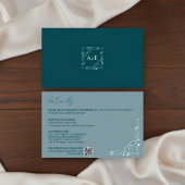 Elegant Blue Floral Wedding Details Card RSVP Karte