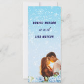 Elegant Blue Floral Wedding  Einladung (Rückseite)