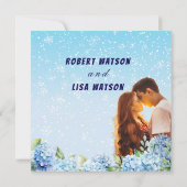 Elegant Blue Floral Wedding  Einladung (Rückseite)