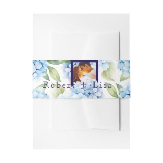 Elegant Blue Floral Wedding  Einladungsbanderole (Vorderseite Beispiel)