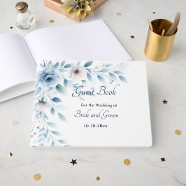 Elegant Blue Floral Wedding Guest Book Gästebuch