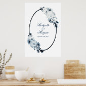 Elegant Blue Floral Wedding Hoop Poster (Küche)