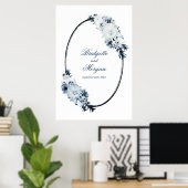 Elegant Blue Floral Wedding Hoop Poster (Heimbüro)