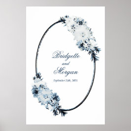 Elegant Blue Floral Wedding Hoop Poster