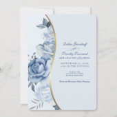 Elegant Blue Floral Wedding Invitation Einladung (Vorderseite)