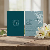 Elegant Blue Floral Wedding Invitation Einladung