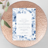 Elegant Blue Floral Wedding Invitation Einladung