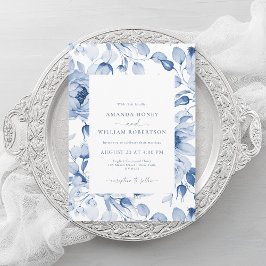 Elegant Blue Floral Wedding Invitation Einladung