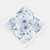 Elegant Blue Floral Wedding Napkin Serviette (Ecke)