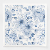 Elegant Blue Floral Wedding Napkin Serviette (Vorderseite)
