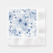 Elegant Blue Floral Wedding Napkin Serviette (Vorderseite)