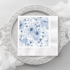 Elegant Blue Floral Wedding Napkin Serviette