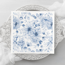 Elegant Blue Floral Wedding Napkin Serviette