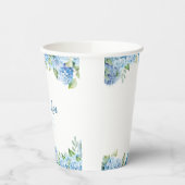 Elegant Blue Floral Wedding Pappbecher (Links)