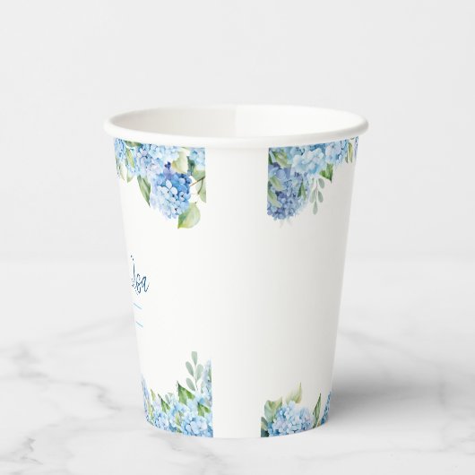 Elegant Blue Floral Wedding  Pappbecher (Links)