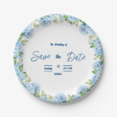 Elegant Blue Floral Wedding Pappteller (Vorderseite)