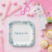 Elegant Blue Floral wedding Pappteller (Party)