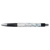 Elegant Blue Floral Wedding Pen Kugelschreiber (Vorderseite)