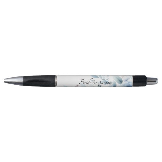Elegant Blue Floral Wedding Pen Kugelschreiber (Vorderseite)