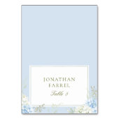 Elegant Blue Floral Wedding Place Cards Tischnummer (Vorderseite)