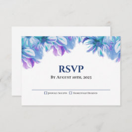 Elegant Blue Floral Wedding RSVP