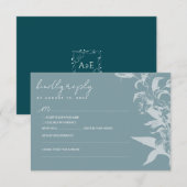 Elegant Blue Floral Wedding RSVP Card Karte (Vorne/Hinten)