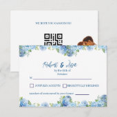 Elegant Blue Floral Wedding  RSVP Karte (Vorne/Hinten)