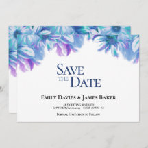 Elegant Blue Floral Wedding Save the Date