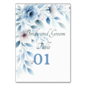 Elegant Blue Floral Wedding Table Card Tischnummer (Vorderseite)